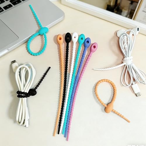 25Pcs 4.7in Silicone Cable Ties, Reusable Adjustable Cord Straps - color: 25pcs- Twist Ties