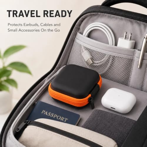 Square EVA Hard Shell Case, Mini Portable Organizer Pouch for Earbuds, Earplugs, USB Cables, Coins, Keys and Small Electronics Black - color: Black