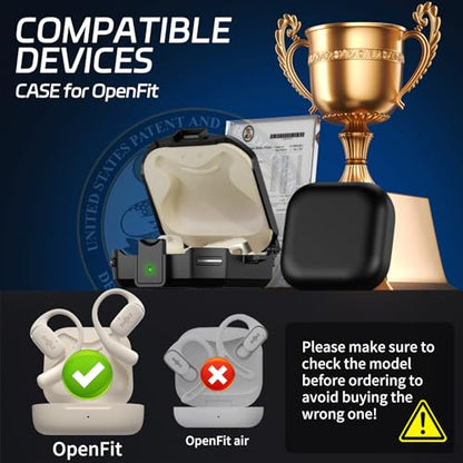 【Secure Lock】 Case for SHOKZ OpenFit Case with Cleaning Kit & Keychain, Soft TPU Cover Cover Compatible with SHOKZ OpenFit Open-Ear Earbuds True Wireless Bluetooth Headphones, Shockproof Protective
