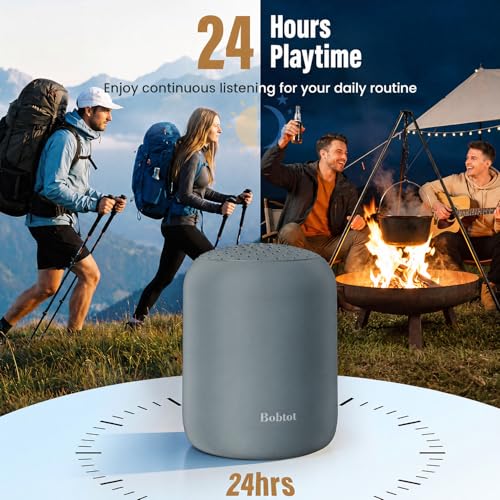 Bobtot Portable Bluetooth Speakers, 24H Playtime, TWS Pairing, Darkgray