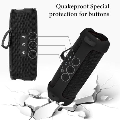 Geekria Silicone Carrying Sleeve Compatible with JBL Flip 7, Portable Speaker Case with Shoulder Strap, Shockproof Travel Cover for Outdoor, Beach, Camping (Black) - color: Black