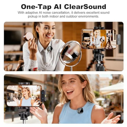 Facmogu K26 AI Noise Reduction Wireless Lavalier Microphone for Android & iPhone15/16/17(USB-C Plug), Reverb, Magnetic Mini Lav Mic Lapel Clip on Mic with Charging Case for YouTube, TikTok, Vlogging - color: K26 AI Mini Lavalier Mic