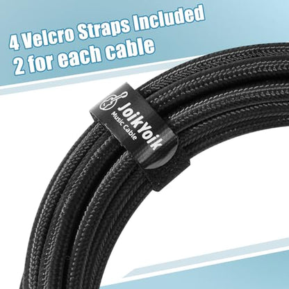 Guitar Cable 3.3ft 2-Pack, Tweed Cloth Braided Instrument Cable, TS 1/4 Inch Angled to Straight, for Electric Guitar/Bass/Amp, Black - color: Black, size: 3.3ft