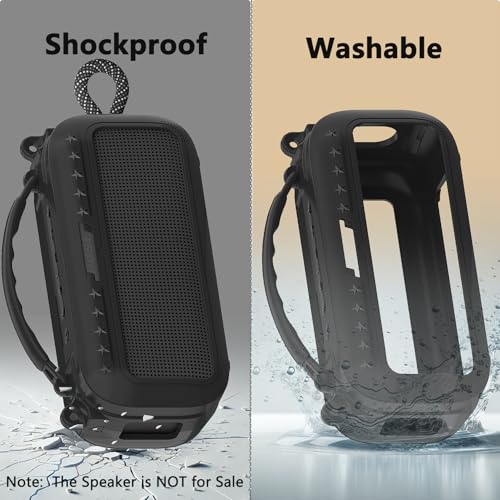 Silicone Cover Case for Bose SoundLink Plus Bluetooth Speaker | Soft Silicone Protective Case with Carrying Handle and Shoulder Strap, Shockproof and Anti-Scratch Cover (Black) - color: Black