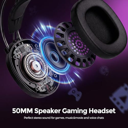 AOC Wired Gaming Headset with Mic, USB Gaming Headphone with Stereo Sound for PC/Laptop/PS4/PS5, 50mm Drivers RGB Corded Headphones for Game/Work/Music, ACG2500