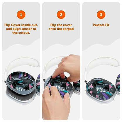 WC SweatZ Max - Patented Silicone Sweat Covers for AirPods Max 1 | Made by Wicked Cushions | (Does Not Fit AirPods Max 2). Sweatproof, Full Earpad Protection | 90's Black - color: 90's Black