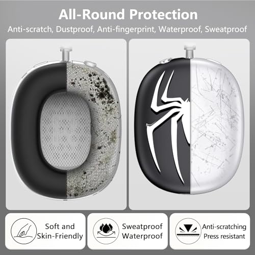 3-in-1 Silicone Case Cover for AirPods Max 2/AirPods Max Headphones, Apple AirPod Max Accessory Protective Cover, Headband/Ear Cups/Ear Pad Covers, Anti-Scratch and Sweatproof - color: Black