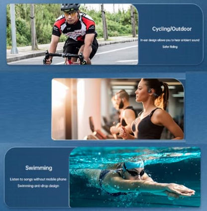 Swimming Headphones Underwater,IPX8 Waterproof, Bone Conduction Headphones, Open Ear with 32G MP3 Memory for Exercising (Black) - color: Black