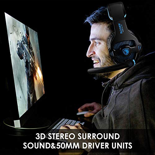 SADES SA810 Gaming Headset Surround Sound Stereo Headphones Bass Gaming Headphones with Noise Isolation Microphone Volume Control for Xbox One PS4 PC Laptop Mac Mobile