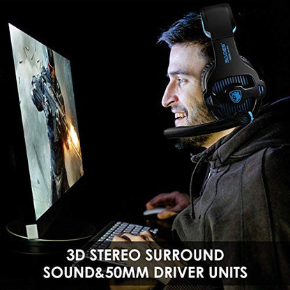 SADES SA810 Gaming Headset Surround Sound Stereo Headphones Bass Gaming Headphones with Noise Isolation Microphone Volume Control for Xbox One PS4 PC Laptop Mac Mobile
