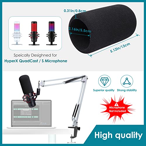 White Mic Arm Compatible with HyperX QuadCast S - Premium QuadCast S Microphone Boom Arm for Gaming, Streaming by YOUSHARES - White