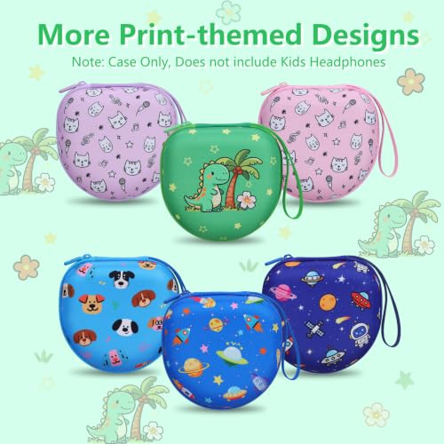 Kids Headphone Case for iClever/Acer, Dinosaur Green(Case Only) | for iClever BTH12 HS19 BTH22 BTH20 BTH18 BTH26/JBL Junior 320/MIDOLA/JoySpark/eKids/ ADOOPE/JLab Girls Boy Kids Headphone - color: Dinosaur Print - Green