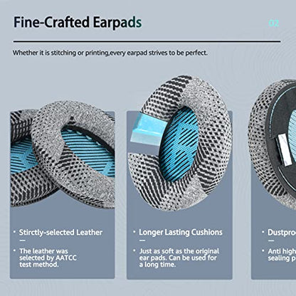 Cooling Gel Earpads for Bose QC35/QC35 II /QC45- Blue | for QuietComfort QC45QC35/QC25/QC2/QC15 AE2/AE2i/AE2w/SoundTrue/SoundLink/Around-Ear I/II - color: Grey & Blue