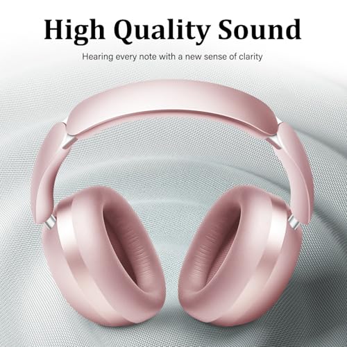 Wentronic Y04 Bluetooth 5.3 Wireless Over-Ear Headphones with Active Noise Cancelling & Hi-Res Sound, 48H Playtime, Soft Comfort Earcups – Travel, Office & Home – iOS, Android & PC – Pink - color: Pink