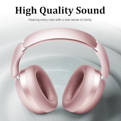 Wentronic Y04 Bluetooth 5.3 Wireless Over-Ear Headphones with Active Noise Cancelling & Hi-Res Sound, 48H Playtime, Soft Comfort Earcups – Travel, Office & Home – iOS, Android & PC – Pink - color: Pink