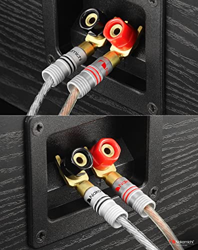 Nakamichi GrubLock 24k Gold Plated Spade Y Banana Plugs, 10-18 AWG | Excel Series, Gauge Size 4mm Speakers Amplifier Hi-Fi AV Stereo Audio Wire Cable Screw Connector, 4 Pcs (2-Pairs) - size: 4 Pcs (2-Pairs)