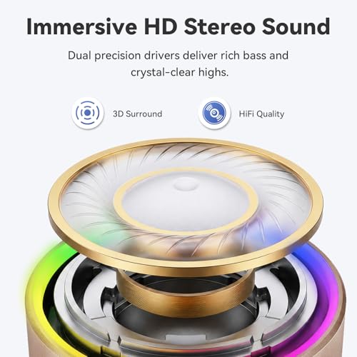 Mini Bluetooth Speaker, 2026 Ultra-Light Mini Bluetooth Speaker, IP7 Waterproof Brief Design, Small Shower Travel Speaker for Outdoor, 8H Playtime, Perfect for Phone/PC/Tablet & Gift Golden - color: Golden