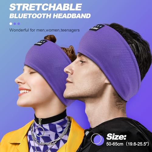 LC-dolida Sleep Headphones Bluetooth 5.4, Headband Headphones Earphones Wireless, Sleep Mask for Sleeping, Sports, Gifts, Workout, Jogging, Yoga,Insomnia, Air Travel, Meditation - color: Airy Purple