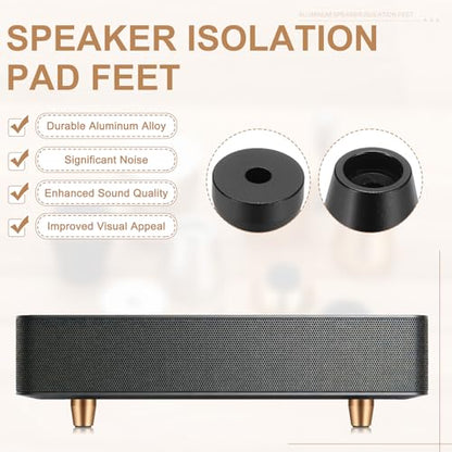 MECCANIXITY 4Pcs Speaker Isolation Pad Feet, 15x15mm Shockproof Aluminum Alloy Vibration Isolation Speaker Shock Base Pad Cone Base with Screws & Rubber Pads for Audio Equipment, Black - color: Black, size: 15x15mm