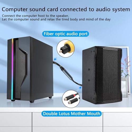 GINTOOYUN USB to 2RCA Female Digital Optical Cable to RCA Analog Audio Converter 1.5FT Optical to RCA Analog Converter for TV/PS4/Xbox/DVD/TOSLINK/Optical Port to Sound Box Amplifier Headset