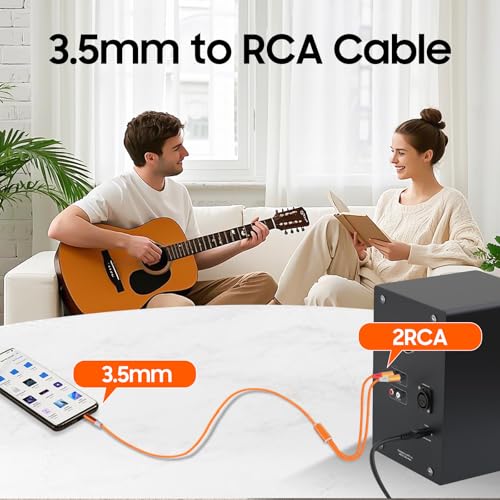 3.5mm to RCA Cable,2 RCA to 3.5mm AUX Cable for HiFi Systems, Speakers, MP3 Players, TVs, Computers, Smartphone, Home Theaters, Tablets, Amplifiers, Sound Bars, etc. （6.6ft/2 Pack） - size: 6.6ft/2 cable