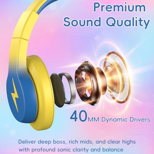 Candy Bila 2 Pack USB C Kids Headphones for School,Wired Over-Ear | 85dB Safe Volume,Stereo Sound,Adjustable headband, Foldable Design,Compatible USB-C iPads,Tablets,Gradient Pink+Light Yellow - color: Light Pink+Yellow