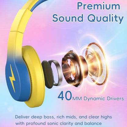 Candy Bila 2 Pack USB C Kids Headphones for School,Wired Over-Ear | 85dB Safe Volume,Stereo Sound,Adjustable headband, Foldable Design,Compatible USB-C iPads,Tablets,Gradient Pink+Light Yellow - color: Light Pink+Yellow