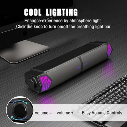 Smalody Gaming Speakers for PC, Computer Speakers for Desktop Monitor with Bluetooth, 2 in 1 Computer Speaker Soundbar, Can Be Split and Combined Freely | Versatile 2-in-1 gaming PC speaker that splits into dual towers or combines into a soundbar. Feature