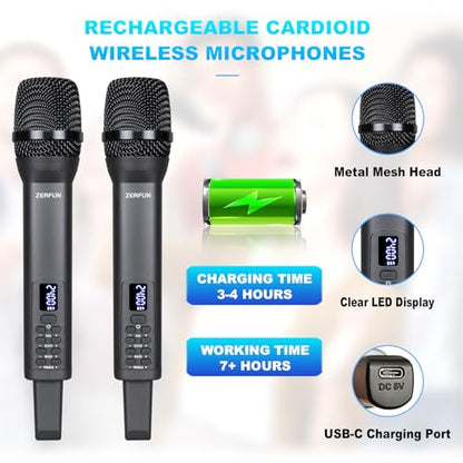 Rechargeable Wireless Microphones Dual, D240, Grey - color: Gray, style: 2 Mics