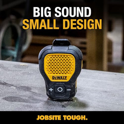 DEWALT Wearable Bluetooth Speaker, Clip-On Wireless Jobsite Pro, (Yellow) | Water-Resistant Portable Speaker (Non-Magnetic), Built-in Mic for Hands-Free Music/Calls, Bluetooth Speaker - color: Yellow