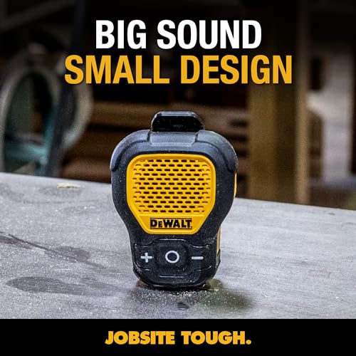 DEWALT Wearable Bluetooth Speaker, Clip-On Wireless Jobsite Pro, (Yellow) | Water-Resistant Portable Speaker (Non-Magnetic), Built-in Mic for Hands-Free Music/Calls, Bluetooth Speaker - color: Yellow
