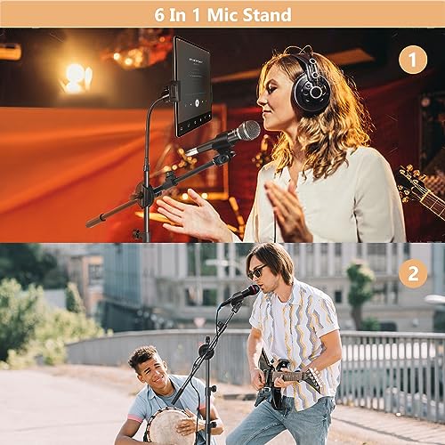 Ramzi Mic Stand 6 In 1 Microphone Stand | Floor Boom Mic Stand, Support Boom Gooseneck Mic Clips Tablet Phone Holder Any Combination With Mic Stand Bag - size: Mic Stand+Boom+Gooseneck