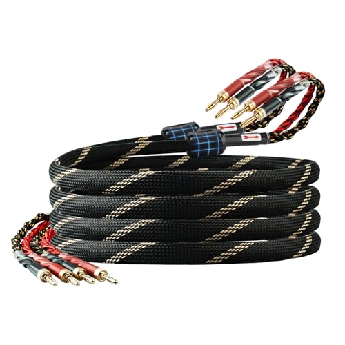 10 AWG 2Pack Audiophile Speaker Cable – Speaker Wire with Banana Plugs,4N OFC Core,Nylon Braid,Audio Wire,Compatible with Amplifier,Speakers,AV Receiver& Home Theater(6.56ft/2m) - size: 6.56ft/2m, style: 4N 10AWG