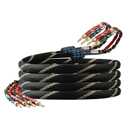 9 AWG 2Pack Audiophile Speaker Cable – Speaker Wire with Banana Plugs,4N OFC Core,Nylon Braid,Audio Wire,Compatible with Amplifier,Speakers,AV Receiver& Home Theater(9.84ft/3m) - size: 9.84ft/3m, style: 4N 9AWG