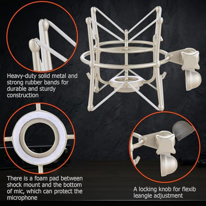 Microphone Shock Mount, Metal Universal Mic Holder Spider Recording Mic Shockmount Stand Compatible with Many Condenser Mics for Samson Superlux MXL990 770 Tempo 2006 etc. (MX22-H)