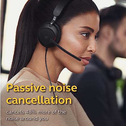 Jabra Evolve2 40 UC Wired Headphones, USB-A, Mono, Black – Telework Headset for Calls and Music, Enhanced All-Day Comfort, Passive Noise Cancelling Headphones, UC-Optimized with USB-A Connection - size: Unified Communications, style: Mono (USB-A)