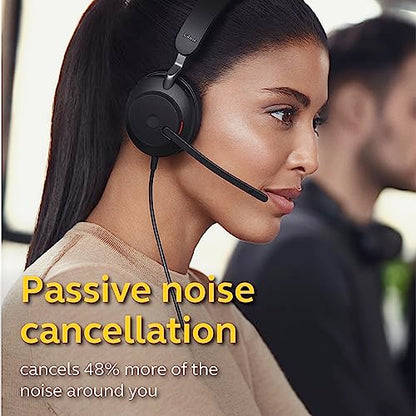 Jabra Evolve2 40 UC Wired Headphones, USB-A, Mono, Black – Telework Headset for Calls and Music, Enhanced All-Day Comfort, Passive Noise Cancelling Headphones, UC-Optimized with USB-A Connection - size: Unified Communications, style: Mono (USB-A)