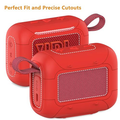 Protective Case for JBL Go 5 Portable Bluetooth Speaker | Accessories Hard Carrying Case and Silicone Cover with Metal Carabiner (Red Case) - color: Red Case