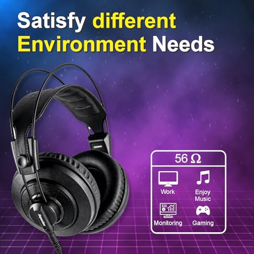 Superlux HD668B MKII Semi-Open Studio Headphones, 50mm Drivers, 56Ω, Wired | For mixing and mastering; HD668 upgraded diaphragm, neutral 50mm-driver tuning, precise imaging and a detachable cable