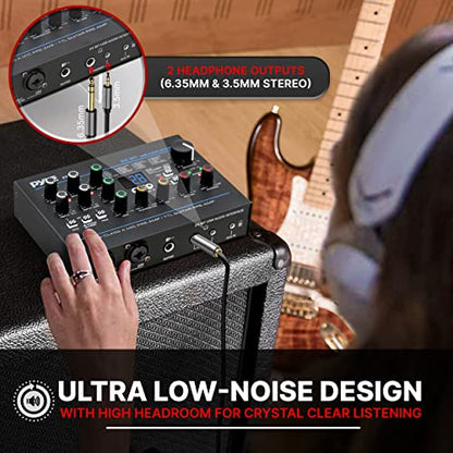 Pyle USB Audio Interface - MIC/LINE - Guitar - AUX Stereo & RCA Inputs - Preset 24 Digital Effects - Phantom Power - Phone/Stereo/Monitor/Headphone Outputs - For Computer Playing & Recording - PMUX9 - style: Interface Digital