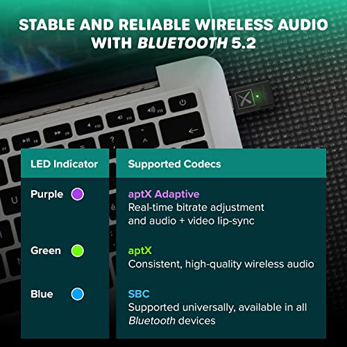 Creative BT-W4 Smart Bluetooth 5.2 Audio Transmitter with aptX Adaptive, 24-bit Audio, Device-Switching Function, and Voice Chat Support for PC/Mac / PS5 / PS4 / Nintendo Switch - color: Bluetooth 5.2 Audio Transmitter