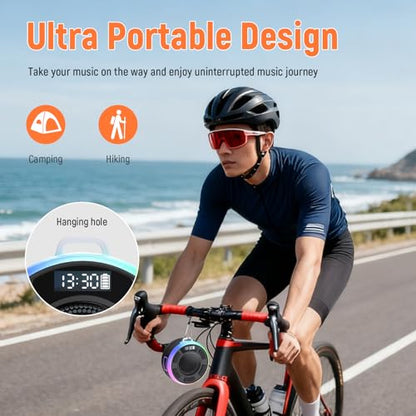 Waterproof Shower Speaker, Bluetooth 5.3 Bathroom Speaker with HD Sound & Strong Suction Cup, Bluetooth Speaker Built-in Mic for Calls, 1100mAh Portable Wireless Speaker for Pool, Beach, Boat, Gifts - color: Jet Black