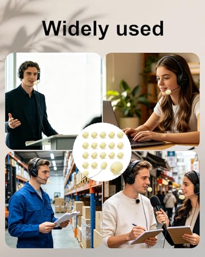 Mini Foam Mic Windscreen Covers for Headset Microphones, 20 Pack Skin | Replacement Soft Foam Windshields, Universal Fit Most Headset Lavalier Mics, Wind Noise Reduction Foam Windscreen Caps
