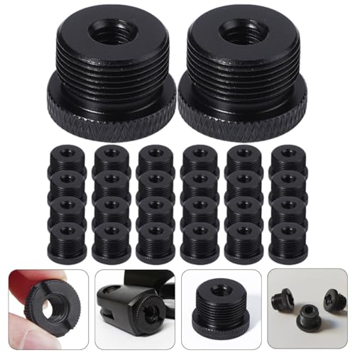 Cabilock 30pcs Mic Stand Adapter Set 3/8" Female to 5/8" Male Thread Screw Adapter for Microphone Boom Arm Mounts Compatible with Microphone Stands and Camera Tripods, Black Plastic