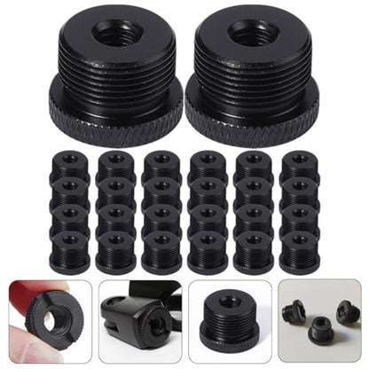 Cabilock 30pcs Mic Stand Adapter Set 3/8" Female to 5/8" Male Thread Screw Adapter for Microphone Boom Arm Mounts Compatible with Microphone Stands and Camera Tripods, Black Plastic