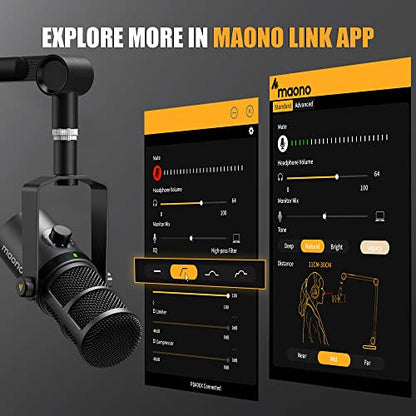 MAONO AU-A04H Microphone and Studio Headphone with PD400X Dynamic Microphone Bundle for Podcast, Studio, YouTube, Live Streaming, Voice-Over