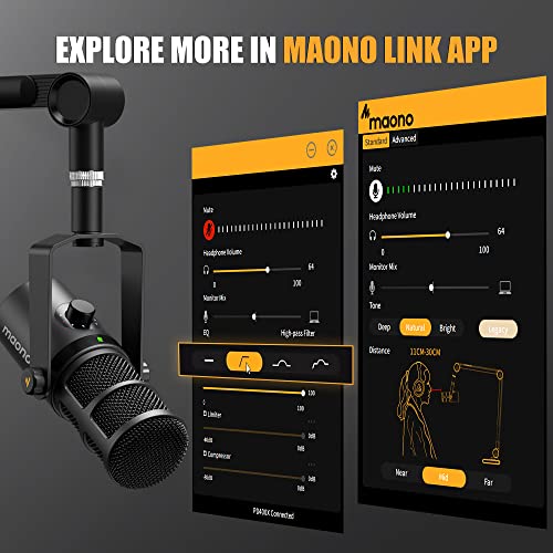 MAONO PD400X Dynamic Microphone, USB/XLR Podcast PC Mic with Software | EQ,Tap-to-Mute, Headphone Jack, Gain Knob & Volume Control, Studio Mic for Broadcast, Recording, Streaming & Gaming