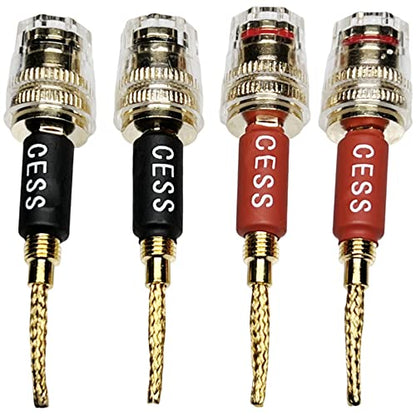 CNCESS CESS-220 Pin Banana Plug to 4mm Female Banana Jack/Speaker Wire, 4 Pack (Braided-Type to 4mm) - style: Braided-type to 4mm