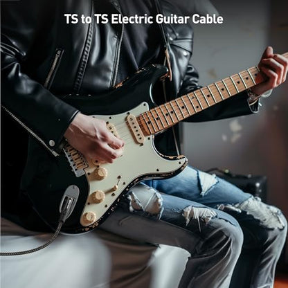 Cable Matters 2-Pack Braided 1/4 Inch TS to TS Guitar Cable, 10ft - size: 10 ft, style: Braided