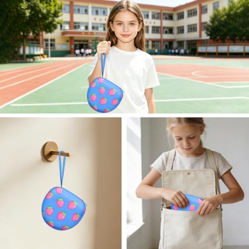 Kid Headphones Case for New Bee/iClever Headphone,Strawberry Blue,Case Only | for iClever BTH12 HS19 BTH20 BTH22 BTH26/Candy Bila/JBL Junior 320/MIDOLA/JoySpark/ADOOPE/Earfun Etc Cute Kids Headphone - color: Strawberry Blue